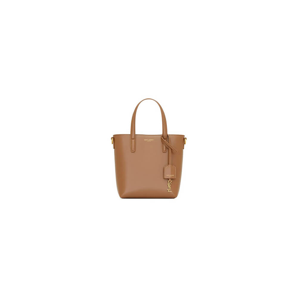 Brown MINI TOY SHOPPING SAINT LAURENT IN BOX LEATHER