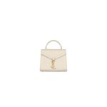 White YSL CASSANDRA Medium Grainy Embossed Leather Top Handle Bag