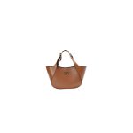 Brown Prada Medium Enamel Triangle Logo Leather Tote Bag (high-end grade)
