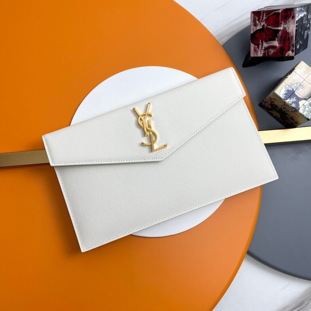 white YSL UPTOWN POUCH IN GRAIN DE POUDRE EMBOSSED LEATHER - Image 2