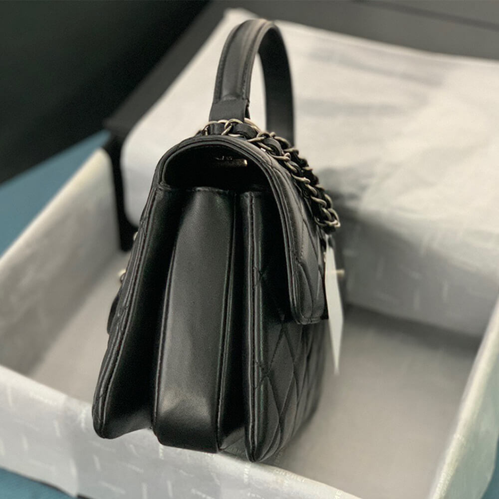 Black CHANEL FLAP BAG WITH TOP HANDLE - Image 3