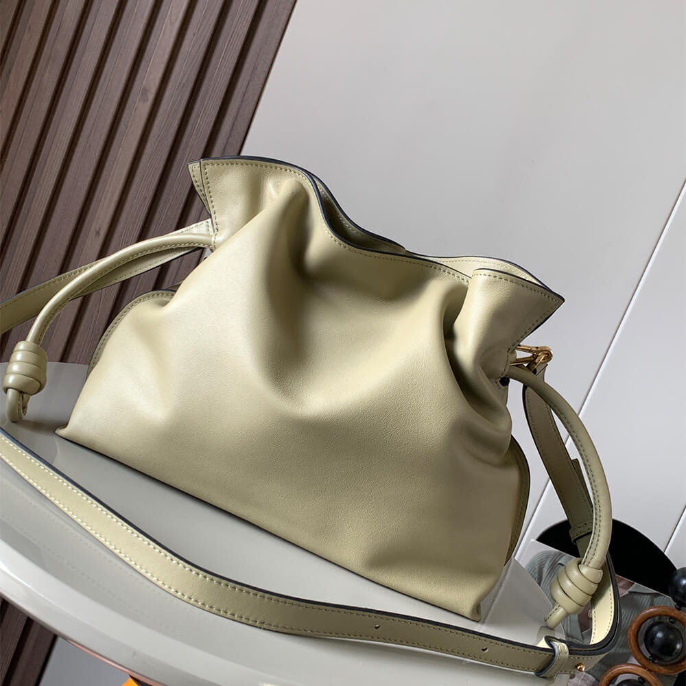 Clay Green LOEWE Medium Flamenco clutch in nappa calfskin (HIGH-END GRADE) - Image 4