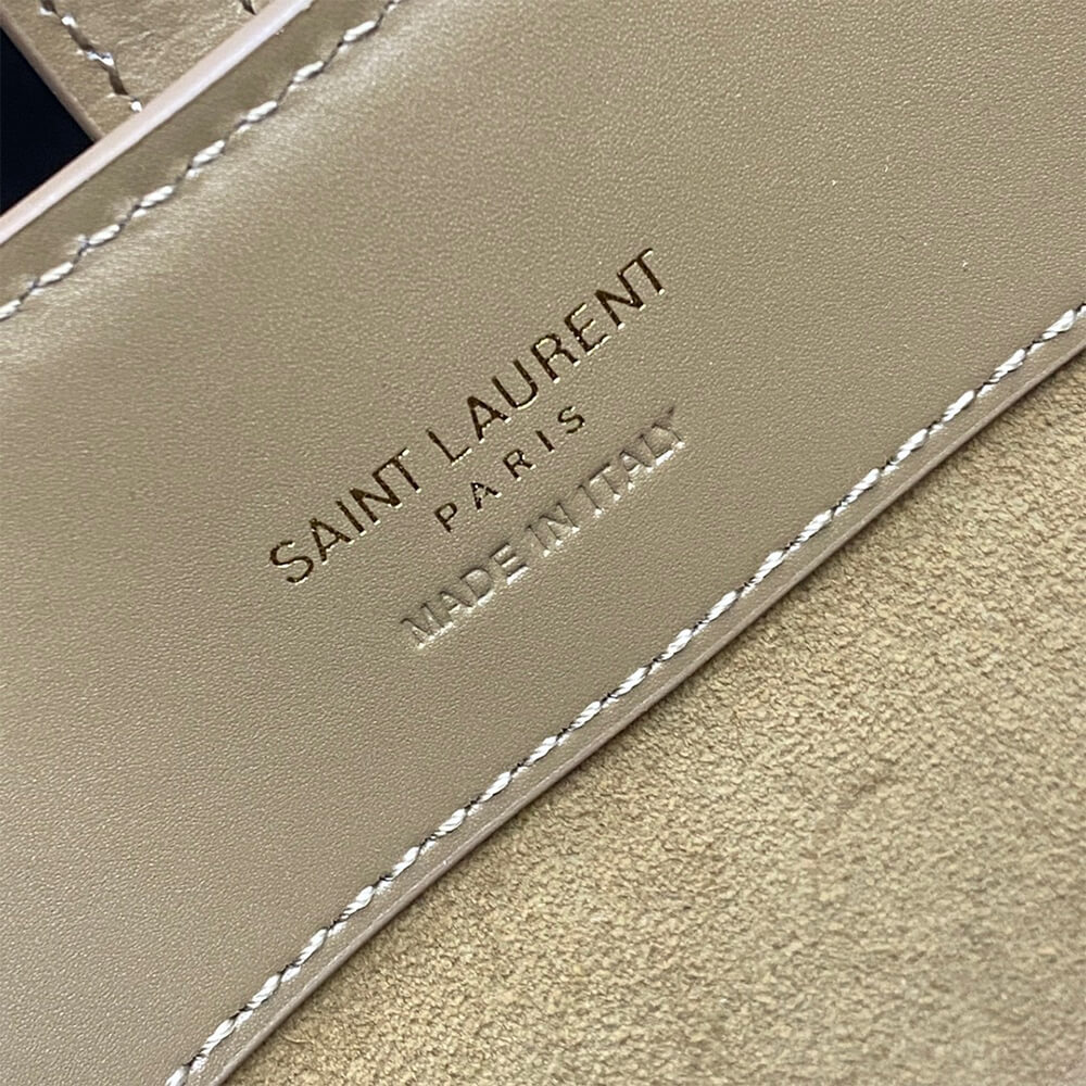 Dark beige YSL LE 37 mini in shiny leather - Image 7