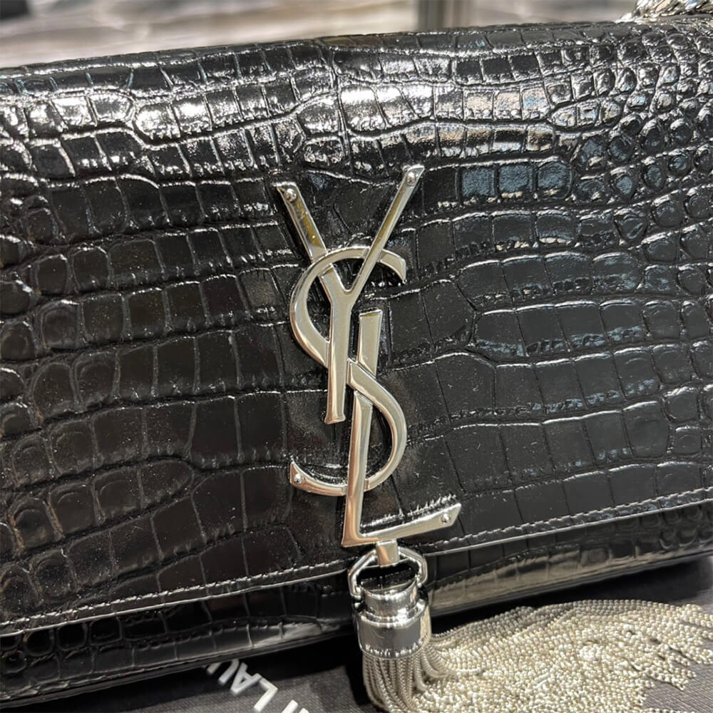 Calfskin YSL KATE EMBOSSED SHOULDER BAG - Image 7